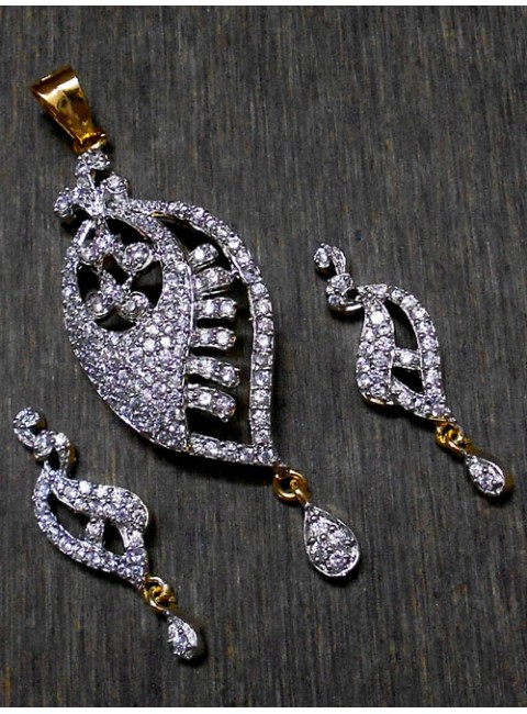 CZ Pendant With Earrings